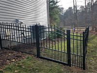 <b>48'' high Black Alumni-Guard Hamilton Puppy-Picket Residential Grade Aluminum Fence with a Standard Bottom and arched walk gate</b>